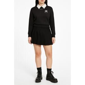 Hot Topic Skelanimals Chain Collar Long Sleeve Collared Top Black White Size XS